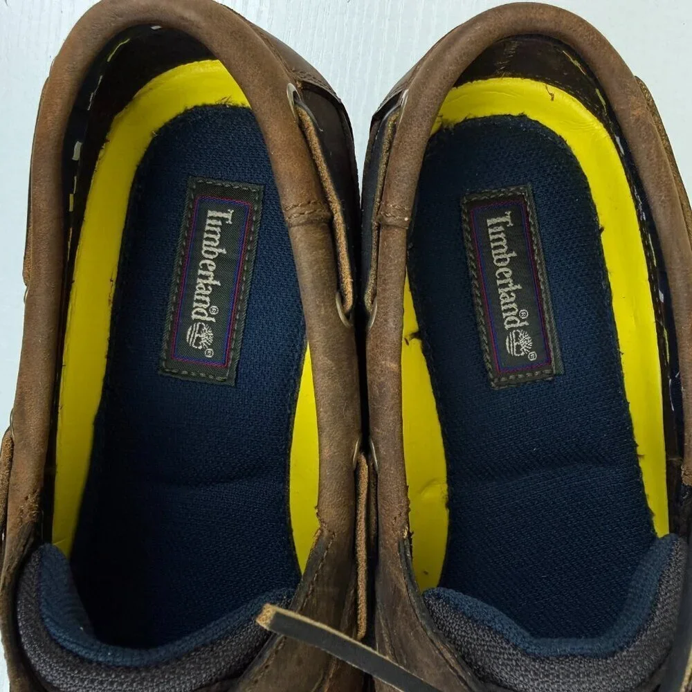 NEW Timberland Men's Brown Leather Moc Toe Boat Shoes